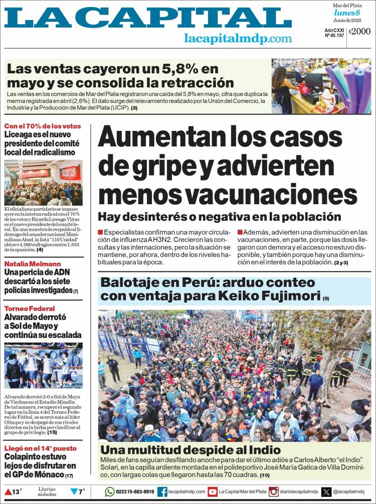 Portada de Diario La Capital - Mar del Plata (Argentina)