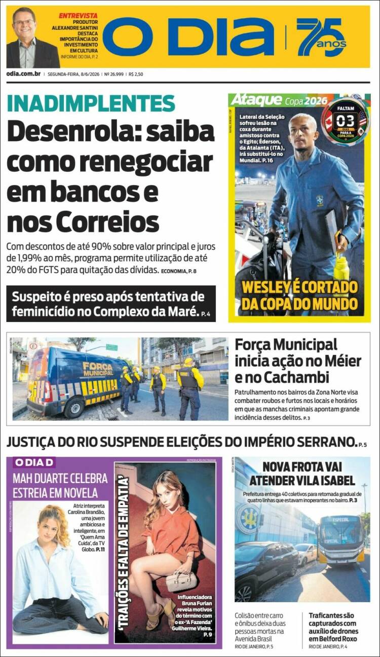 Portada de O Dia (Brasil)
