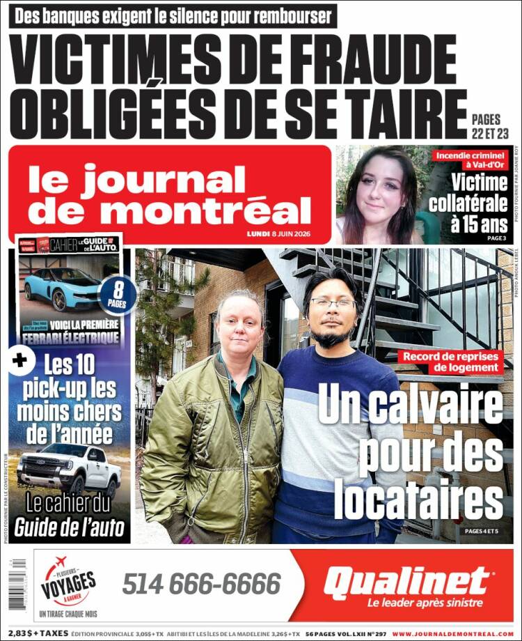 Portada de Le Journal de Montréal (Canad&aacute;)