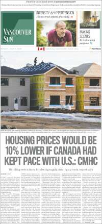 Portada de The Vancouver Sun (Canad&aacute;)