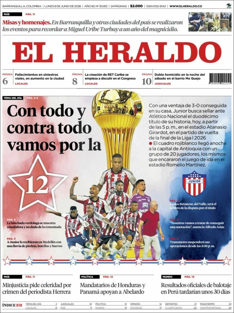 Portada de El Heraldo (Colombia)