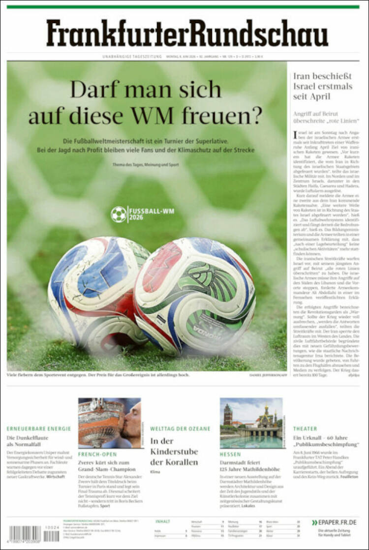Portada de Frankfurter Rundschau (Alemania)