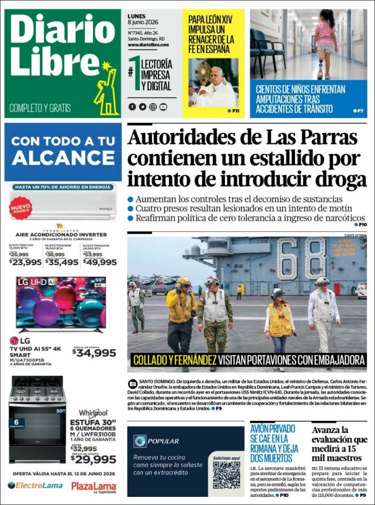 Portada de Diario Libre (R. Dominicana)