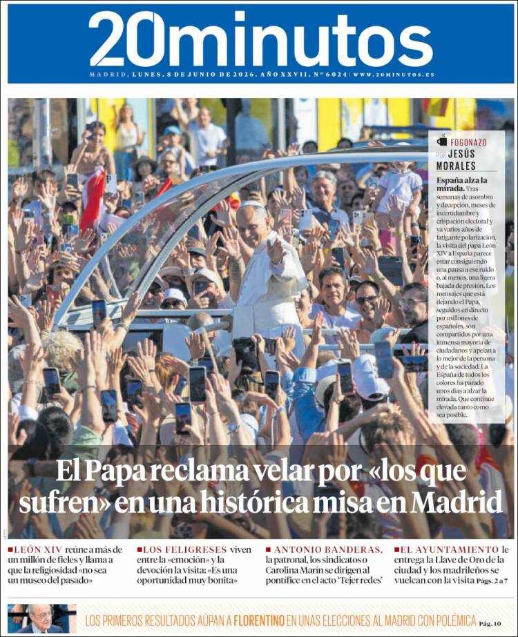 Portada de 20 Minutos - Madrid (Espa&ntilde;a)