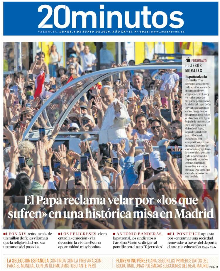 Portada de 20 Minutos - Valencia (Espa&ntilde;a)