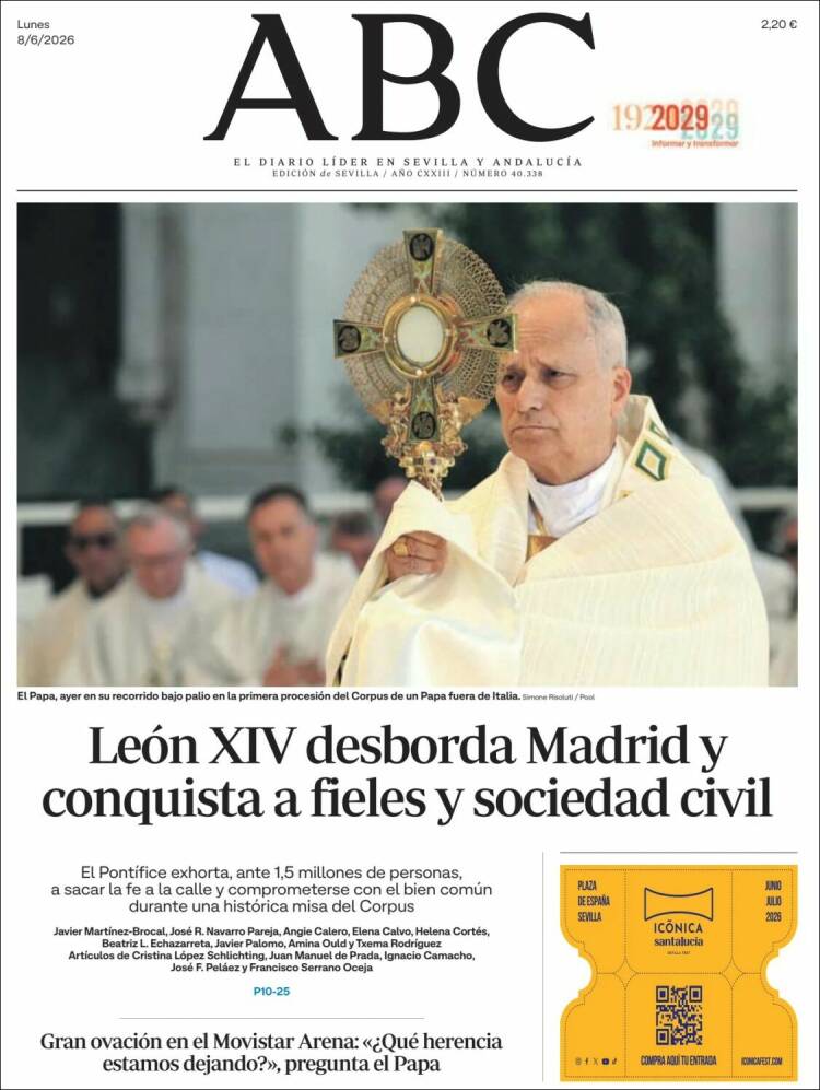 Portada de ABC - Sevilla (Espa&ntilde;a)
