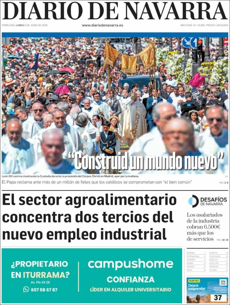 Portada de Diario de Navarra (Espa&ntilde;a)
