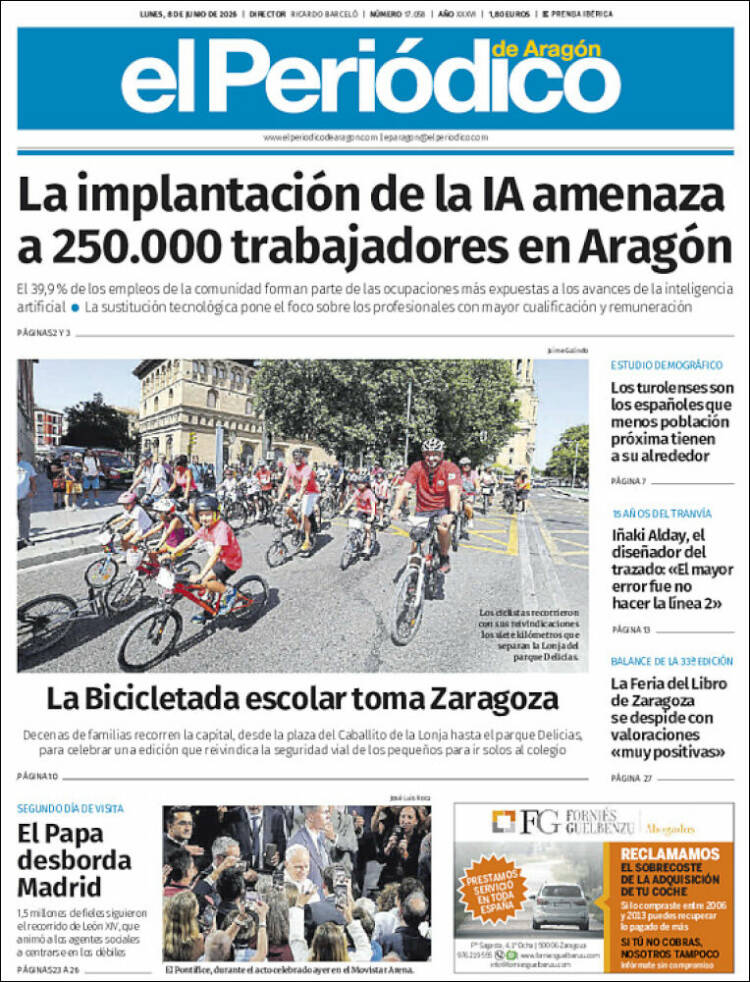 Portada de El Periódico de Aragón (Espa&ntilde;a)