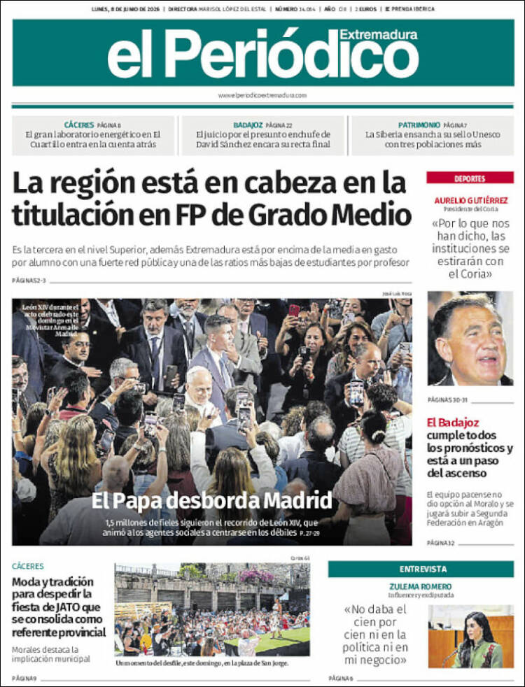 Portada de El Periódico de Extremadura (Espa&ntilde;a)