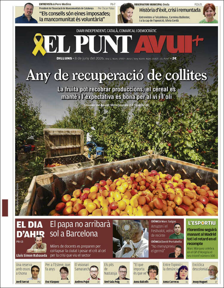 Portada de El Punt Avui (Espa&ntilde;a)