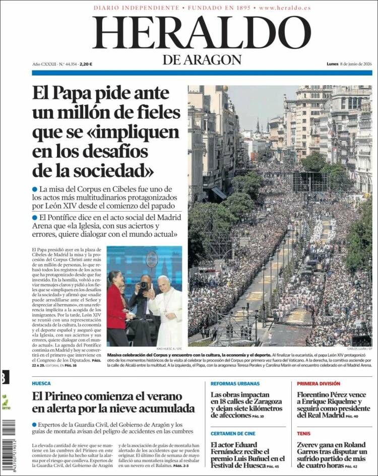 Portada de Heraldo de Aragón (Espa&ntilde;a)