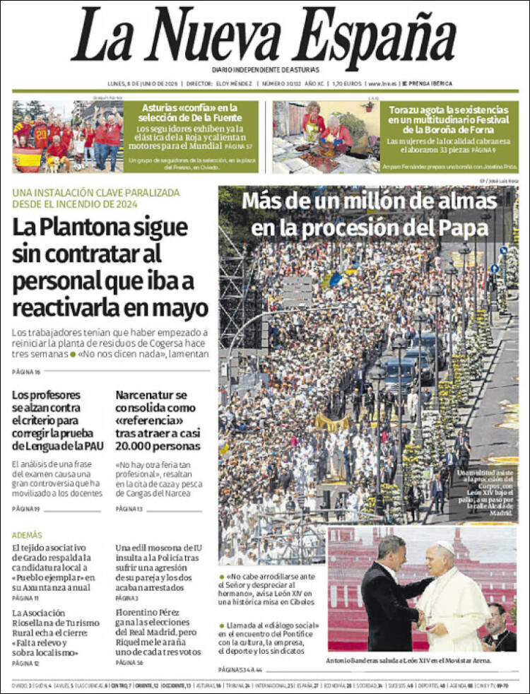 Portada de La Nueva España (Espa&ntilde;a)