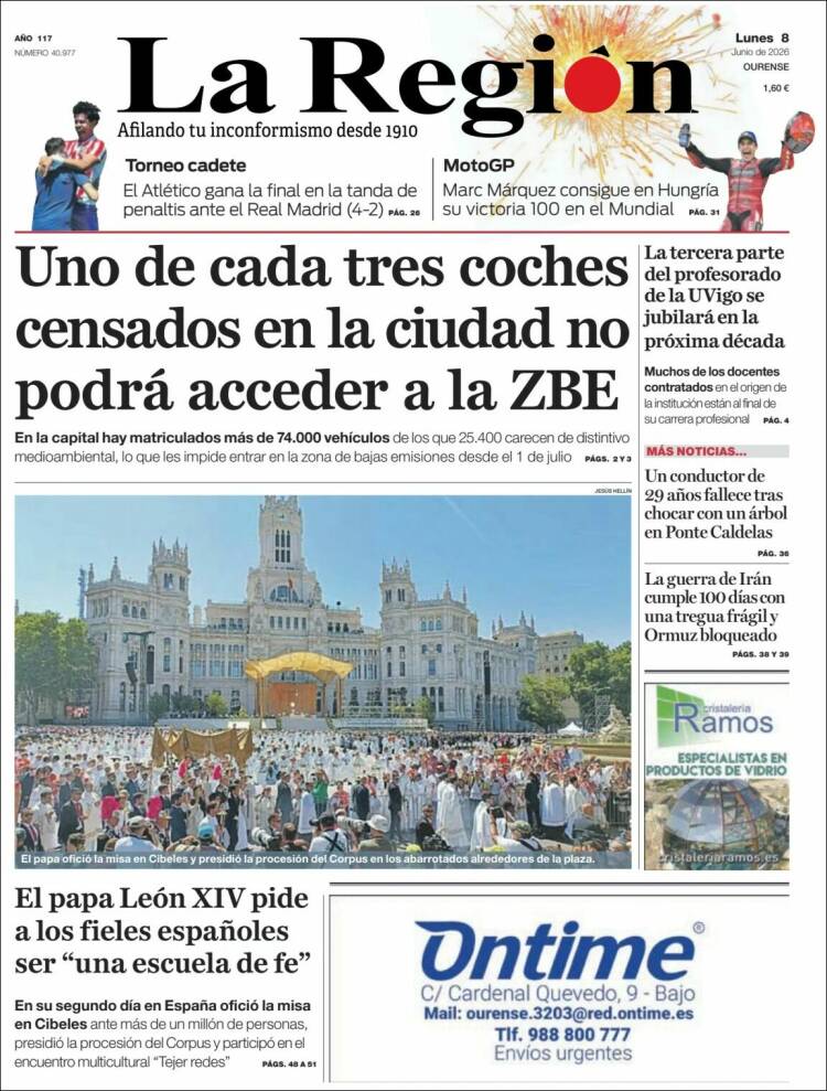 Portada de La Región de Ourense (Espa&ntilde;a)