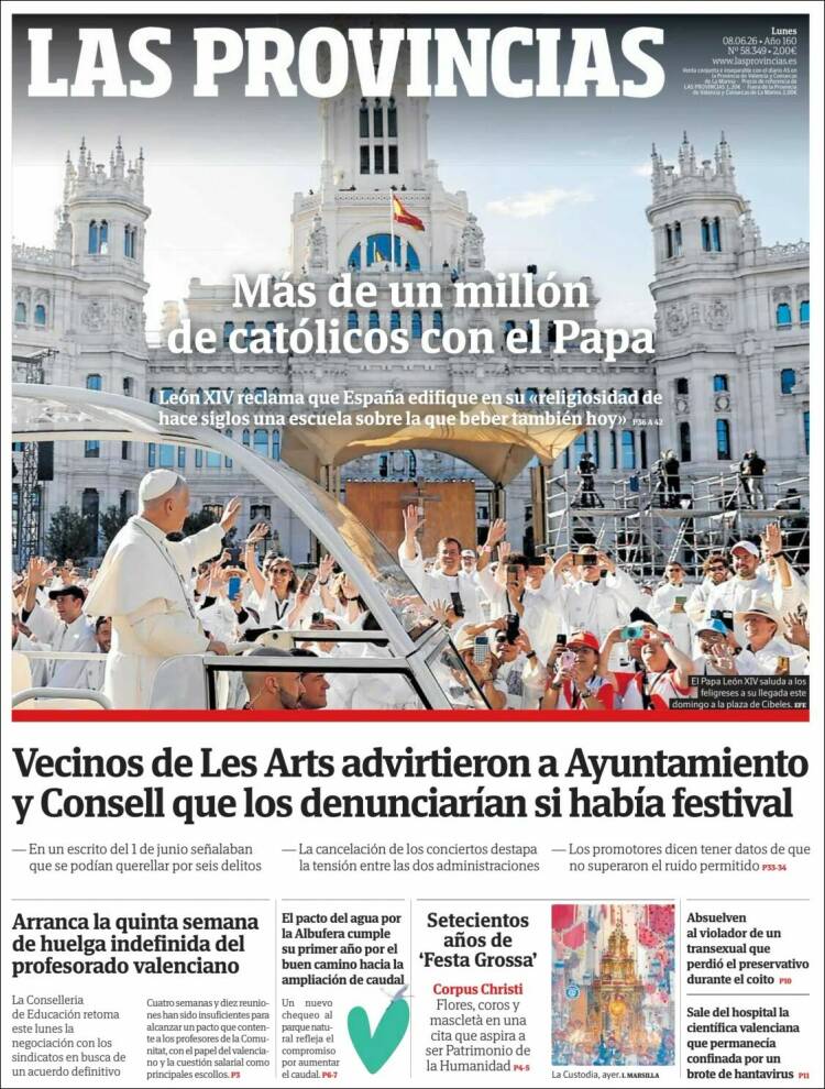 Portada de Las Provincias (Espa&ntilde;a)