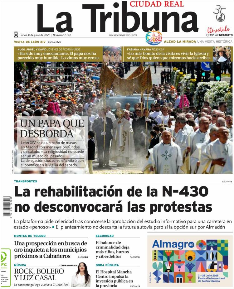 Portada de La Tribuna de Ciudad Real (Espa&ntilde;a)