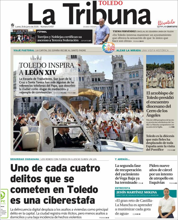 Portada de La Tribuna de Toledo (Espa&ntilde;a)