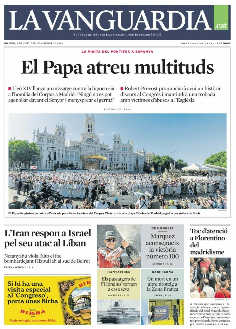 Portada de La Vanguardia (Espa&ntilde;a)