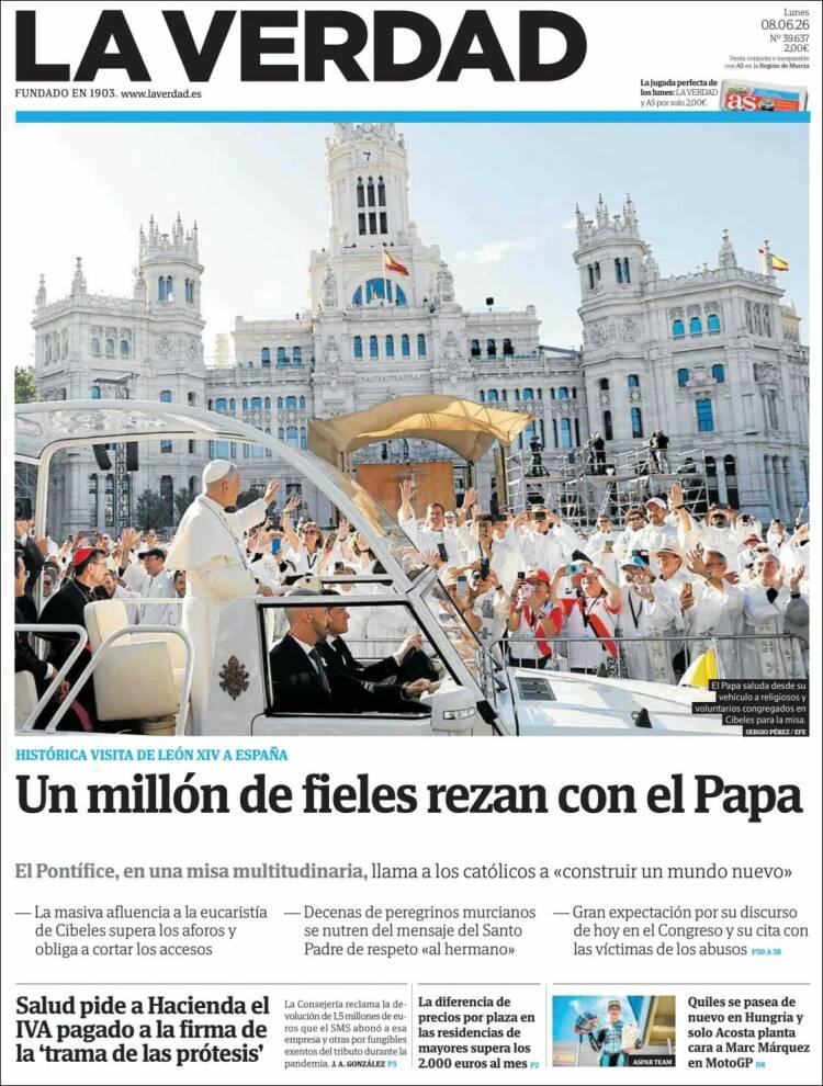 Portada de La Verdad de Murcia (Espa&ntilde;a)
