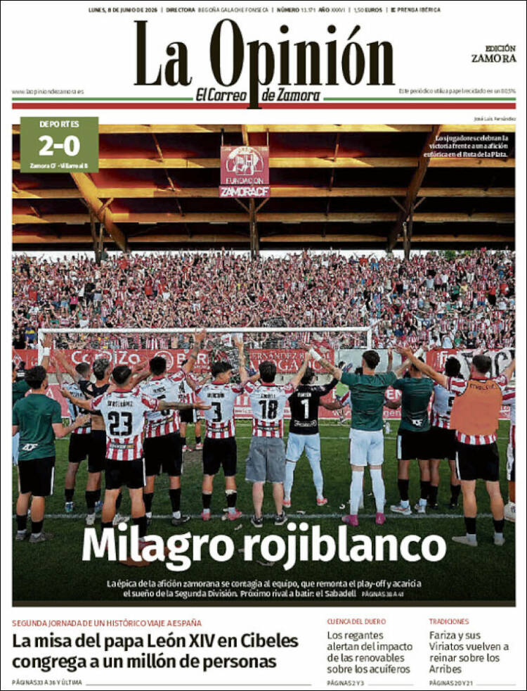 Portada de La Opinión - El Correo de Zamora (Espa&ntilde;a)