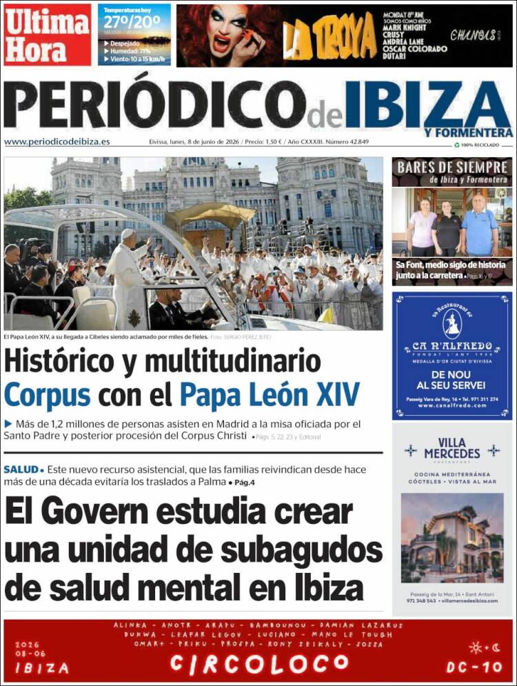 Portada de Periódico de Ibiza (Espa&ntilde;a)