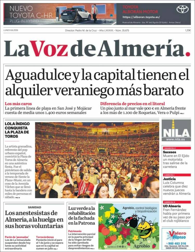 Portada de La Voz de Almería (Espa&ntilde;a)