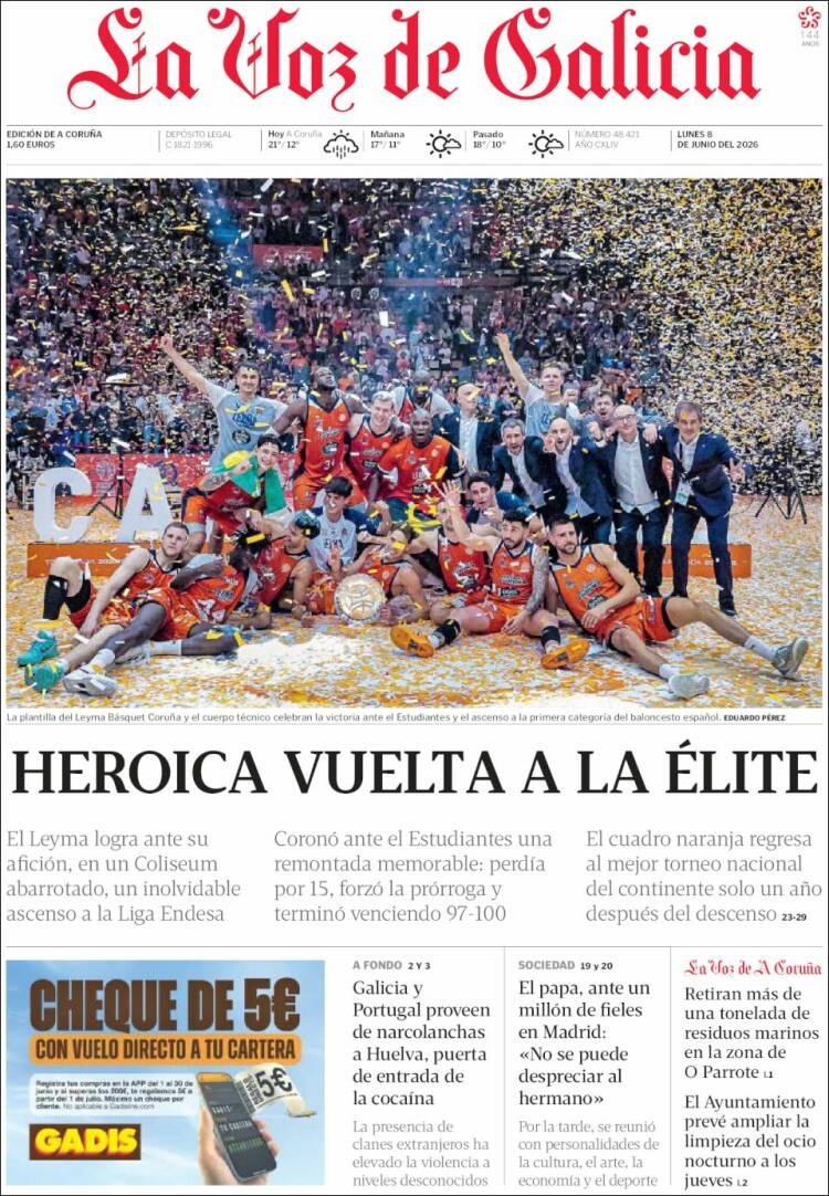 Portada de La Voz de Galicia (Espa&ntilde;a)