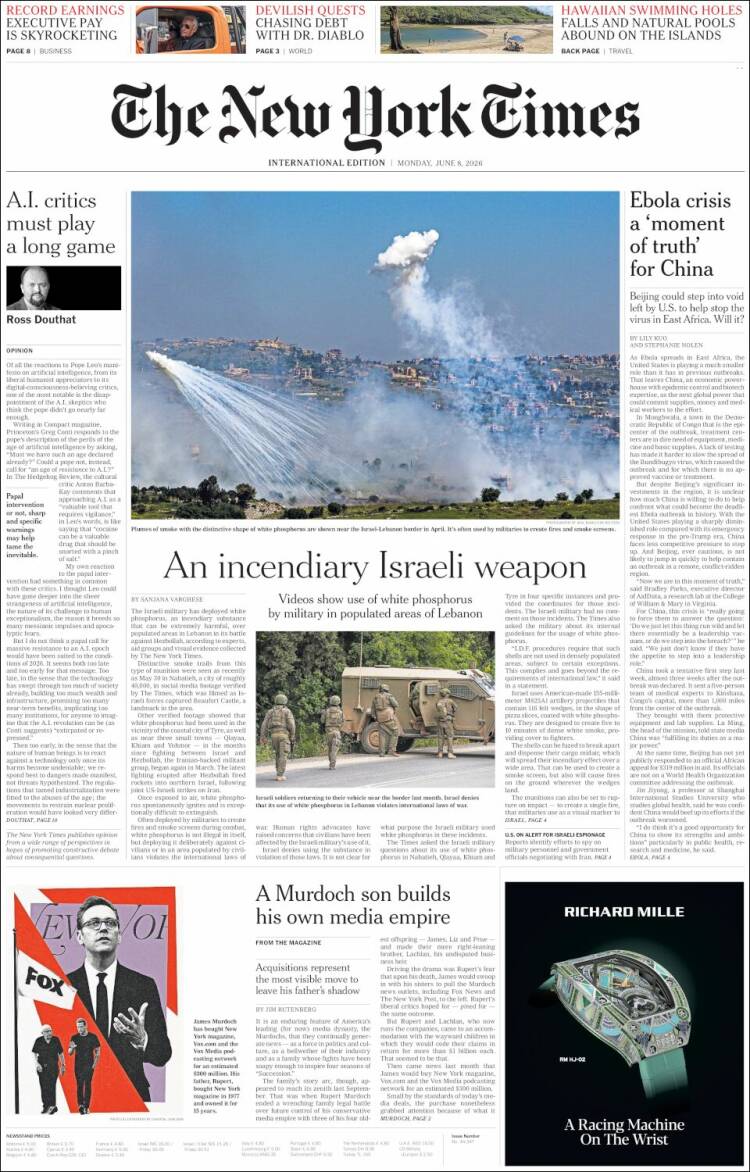 Portada de International New York Times (Europa)