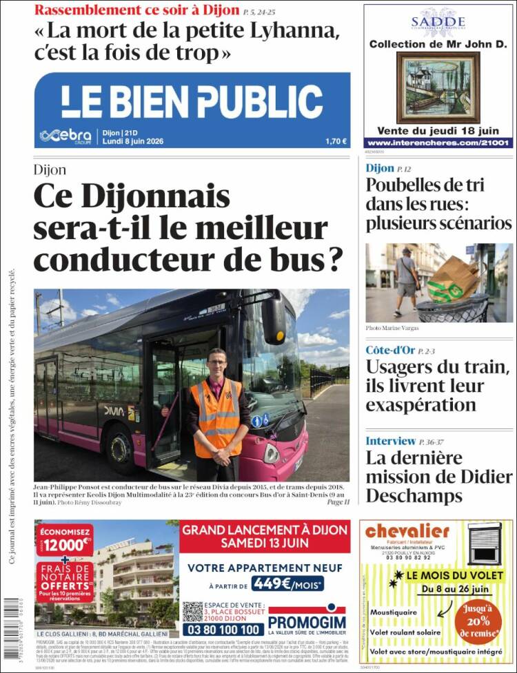 Portada de Le Bien Public (Francia)