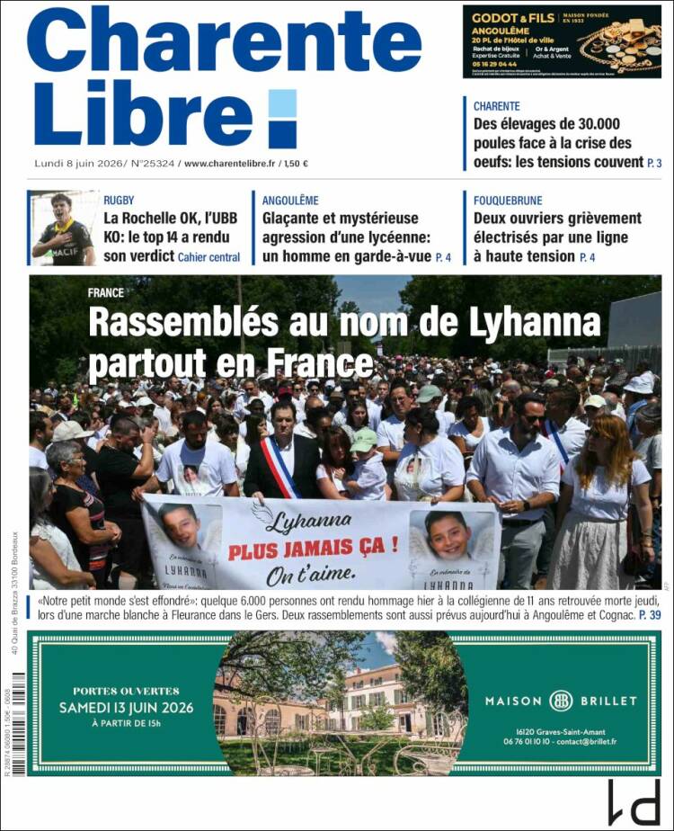 Portada de Charente Libre (Francia)