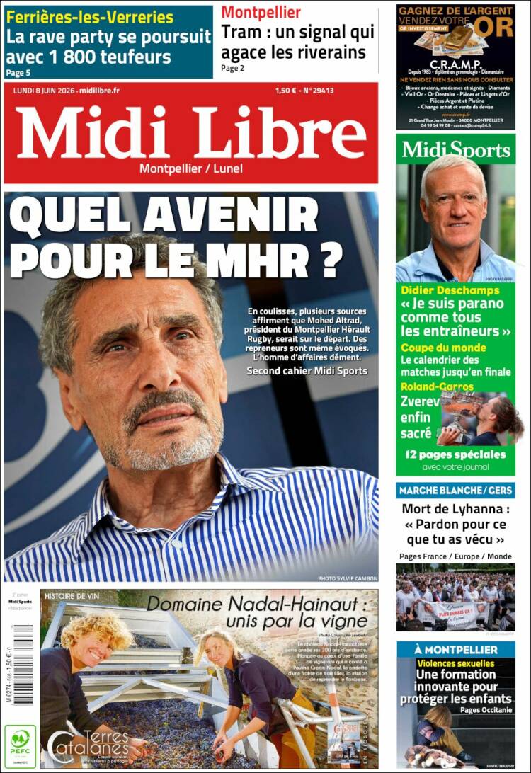 Portada de Midi Libre (Francia)