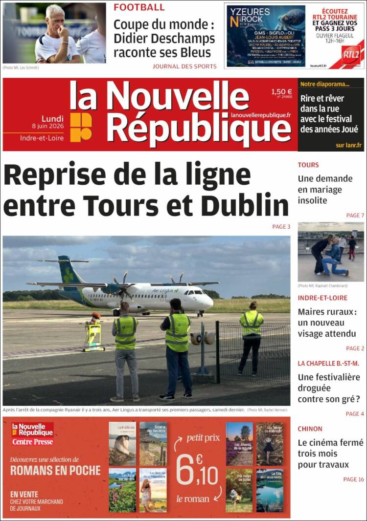 Portada de La Nouvelle Republique (Francia)