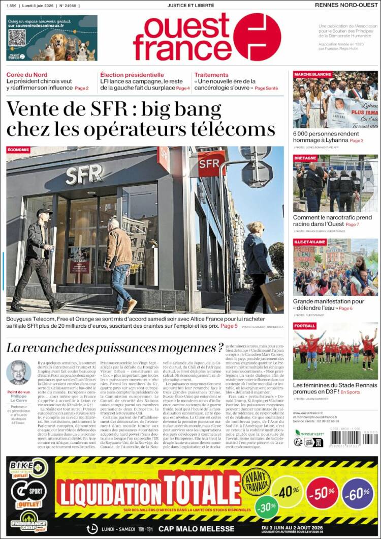 Portada de Ouest France (Francia)