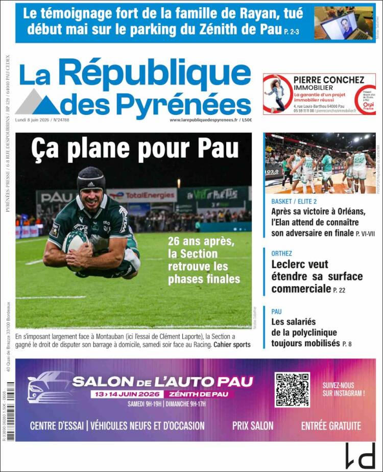Portada de La République des Pyrénées (Francia)