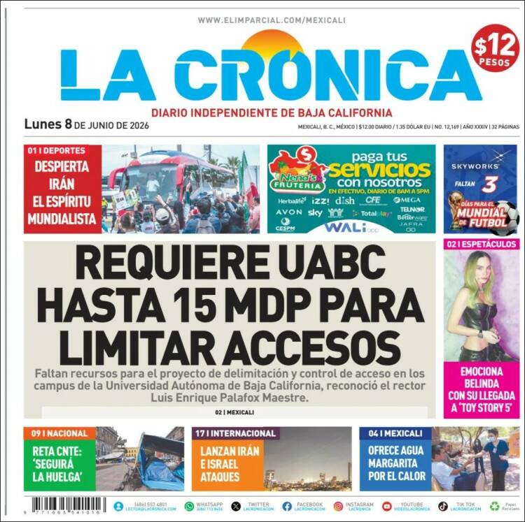 Portada de La Crónica de Baja California (M&eacute;xico)