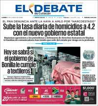 Portada de El Debate de Culiacán (Mexique)