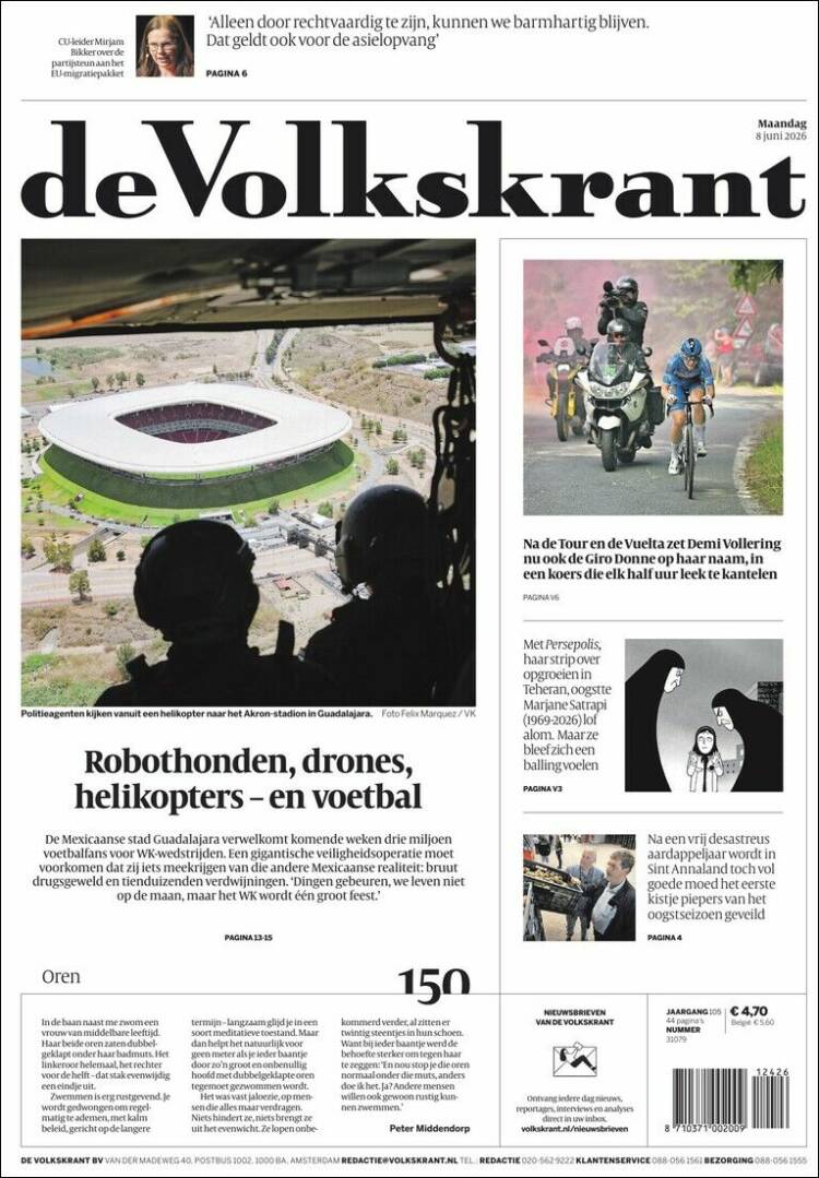 Portada de De Volkskrant (Pa&iacute;ses Bajos)