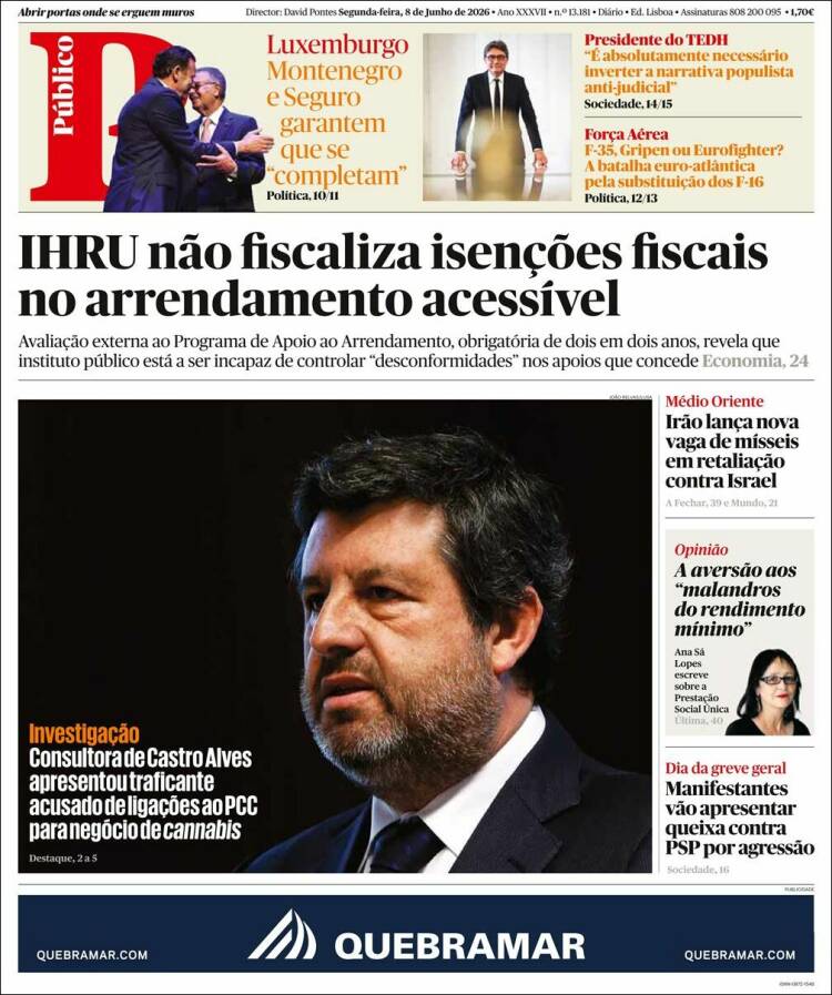 Portada de Público (Portugal)
