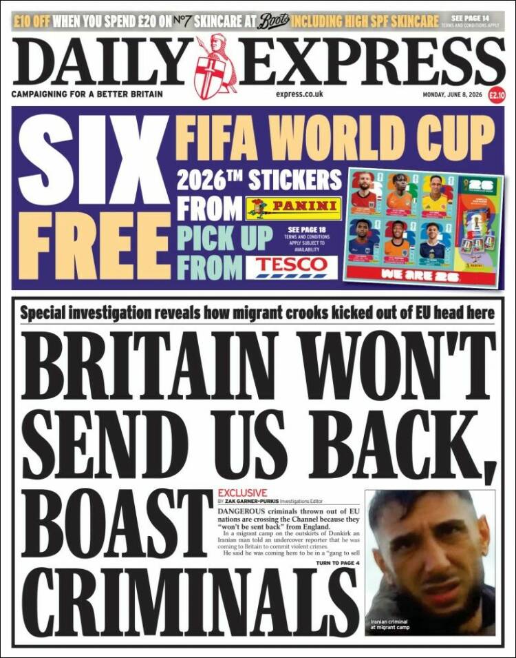 Portada de Daily Express (Reino Unido)