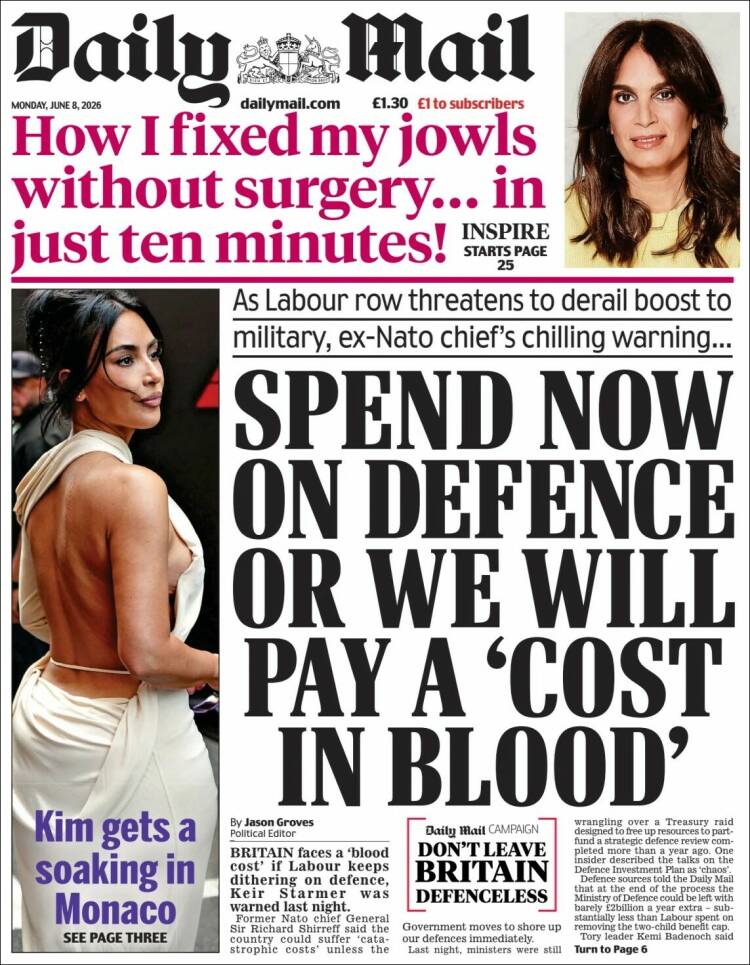 Portada de Daily Mail (Reino Unido)