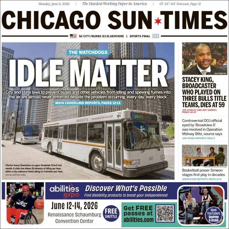 Portada de Chicago Sun-Times (USA)