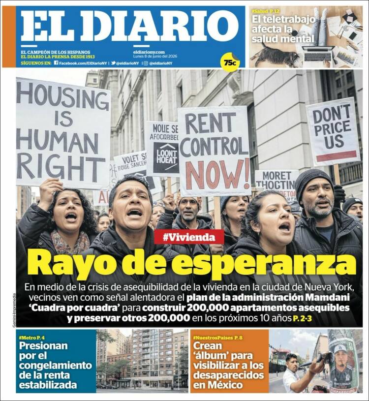 Portada de El Diario NY (USA)
