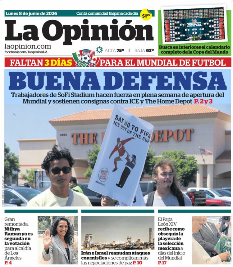 Portada de La Opinión (USA)
