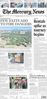 Portada de San Jose Mercury News (USA)