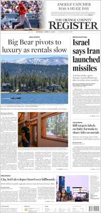 Portada de The Orange County Register (USA)