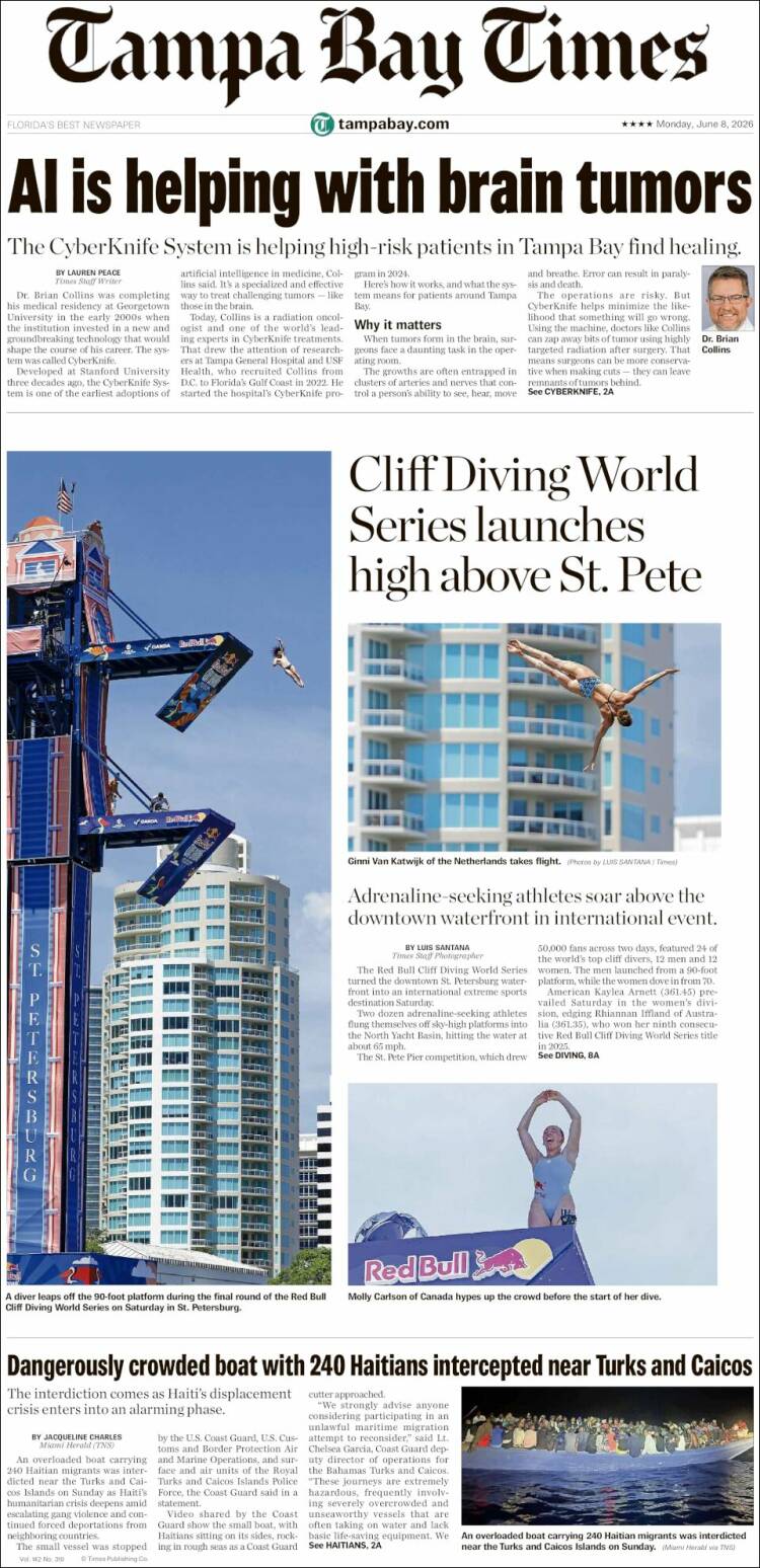 Portada de Tampa Bay Times (USA)
