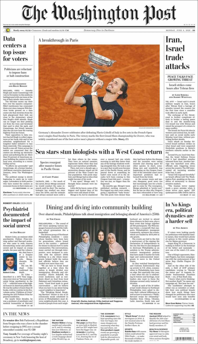 Portada de The Washington Post (USA)