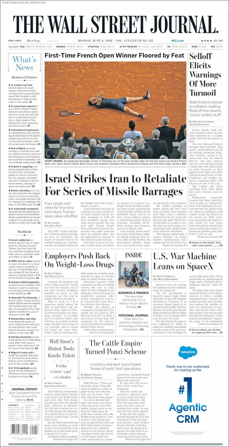 Portada de Wall Street Journal (USA)