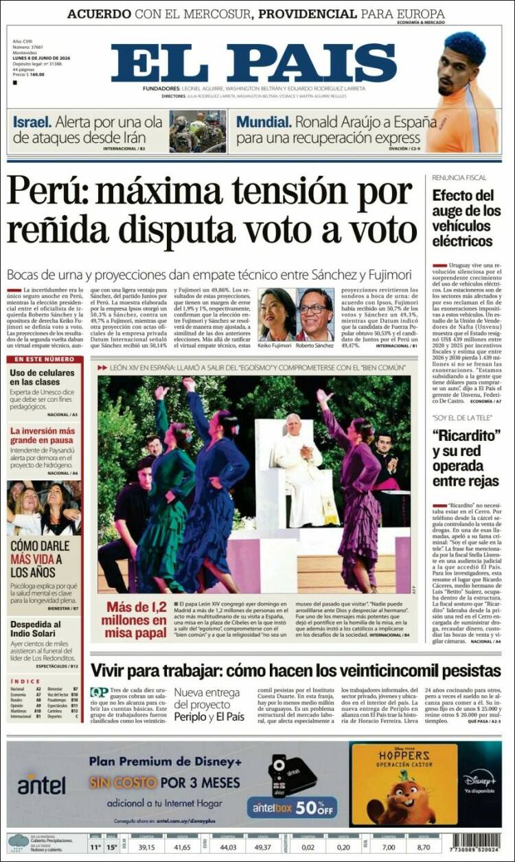 Portada de El País (Uruguay)