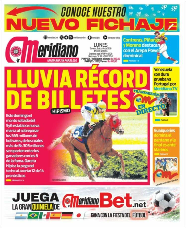 Portada de Meridiano (Venezuela)