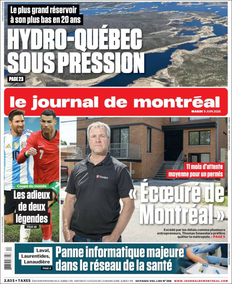 Portada de Le Journal de Montréal (Canada)